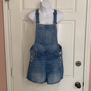 Madewell denim cutoff shortall overall jumper romper